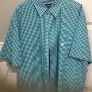 Chaps Easy Care Short Sleeve Plaid Button Sht NWOT